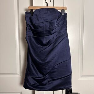 David’s Bridal (16) Navy Blue Strapless Ruched Mini Cocktail Dress/Wedding Guest